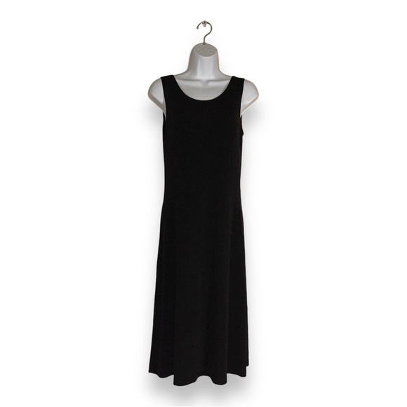 SMALL PICADILLY BLACK DRESS SLEEVELESS STRETCH MIDI EVENT CLASSIC PARTY - Picture 1 of 12